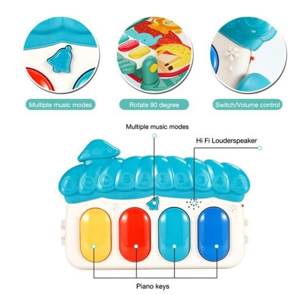 Musical Baby Gyms Play Mats Musical Activity Mat Piano Baby Play Gym Tummy Time - Picture 5 of 6